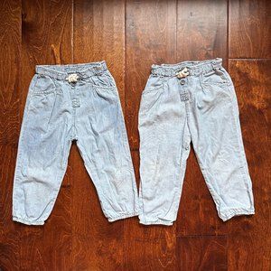TWIN BUNDLE - 2 Zara Chambray Pants in Blue Color